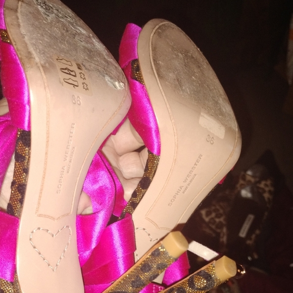 Sophia Webster Fuchsia and Leopard Print Heels Sz 5.5 So 36 - Picture 8 of 10